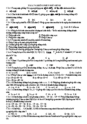 Toán 11 - Trắc nghiêm phép biến hình